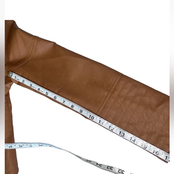Love Tree Women's Moto Jacket Brown Faux Leather Full Zipper Size Medium - Picture 5 of 11
